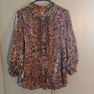 Shiny leopard print blouse Sz 16